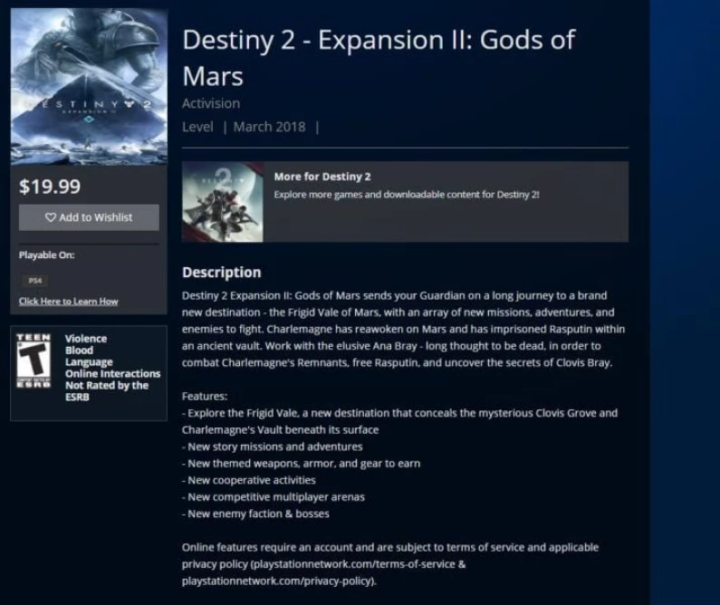 Destiny 2, leaks de la prochaine extension Gods of Mars