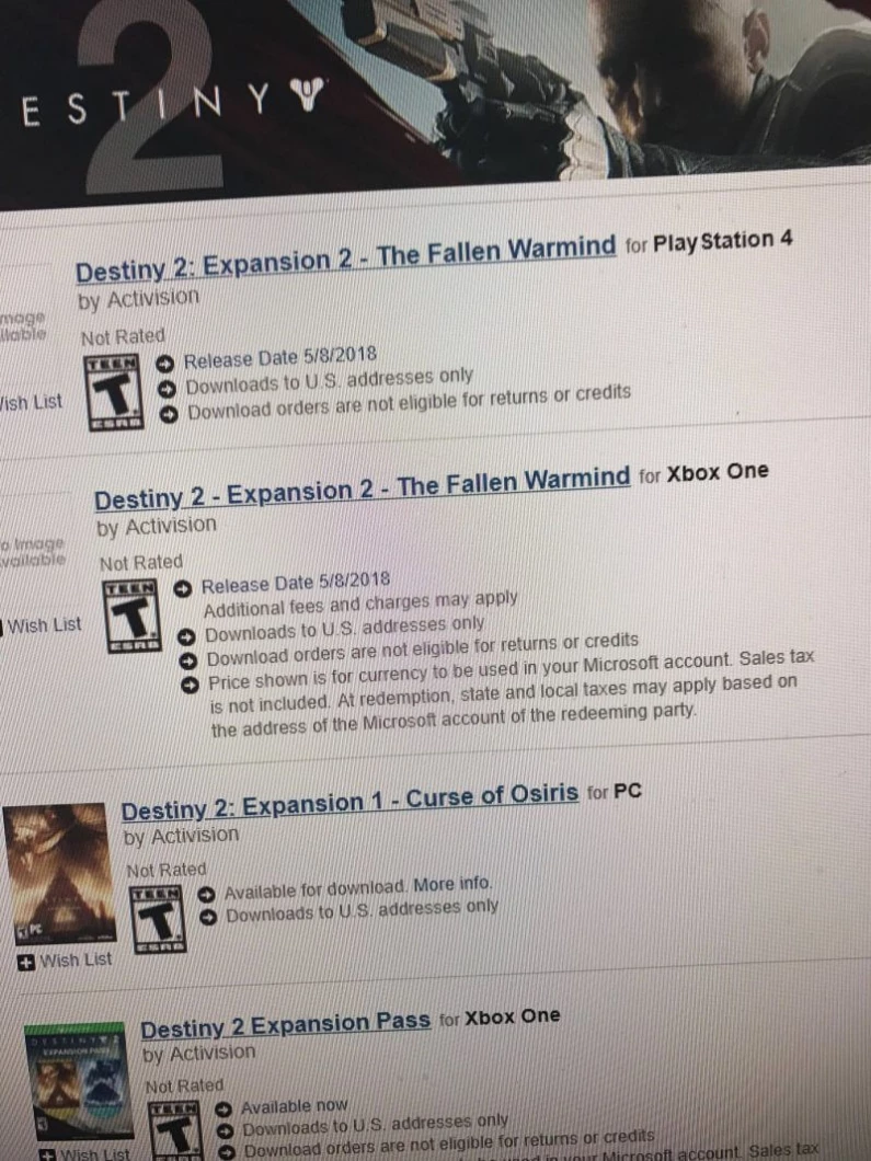 Destiny 2 extension : The Fallen Warmind, détails et date de sortie