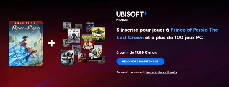 Ubisoft+ est proposé à 14,99 € par mois, ou 17,99€ pour accéder à une sélection de jeux sur PC et Xbox